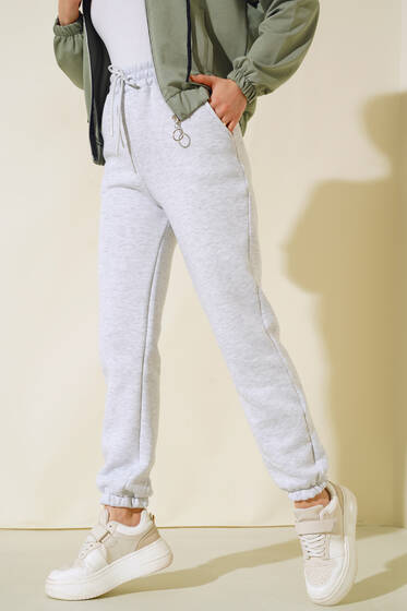 Lastikli Paça Jogger Pantolon Taş - Kumaş Pantolon
