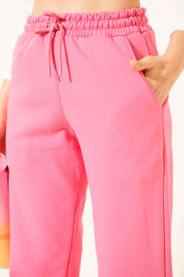 Lastikli Üç İplik Jogger Pantolon Pembe - Kadın Giyim Modelleri