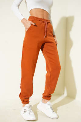 Lastikli Üç İplik Jogger Pantolon Taba - CALİENTE