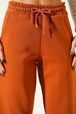 Lastikli Üç İplik Jogger Pantolon Taba - Kadın Giyim Modelleri