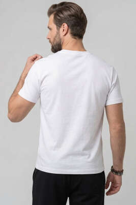 Lazer Kesim Basic Erkek T-shirt Beyaz - Erkek Beyaz Tişört