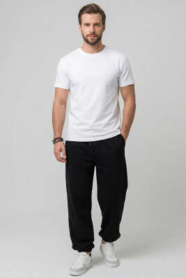 Lazer Kesim Basic Erkek T-shirt Beyaz - Erkek T-shirt