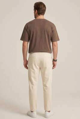 Lazer Kesim Basic Erkek T-shirt Kahve - Erkek T-shirt