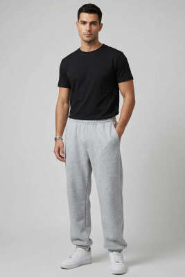 Lazer Kesim Basic Erkek T-shirt Siyah - Erkek T-shirt