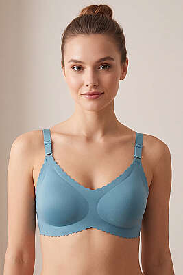 Lazer Kesim Destekli Sütyen Mavi - ECEM YILDIZ