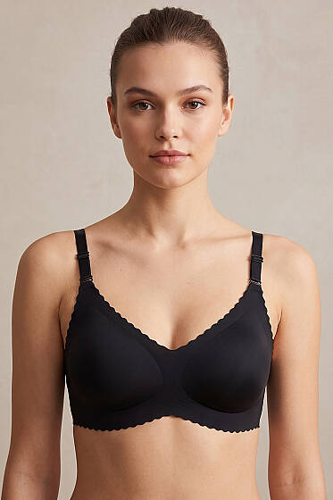 Lazer Kesim Destekli Sütyen Siyah - Toparlayıcı Sütyen / Minimizer Sütyen