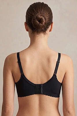 Lazer Kesim Destekli Sütyen Siyah - Toparlayıcı Sütyen / Minimizer Sütyen