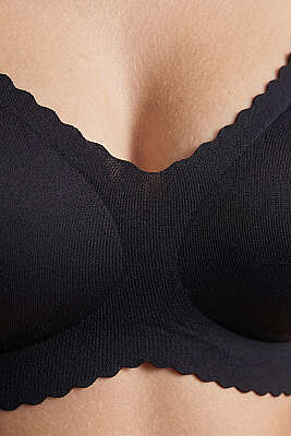 Lazer Kesim Destekli Sütyen Siyah - Toparlayıcı Sütyen / Minimizer Sütyen