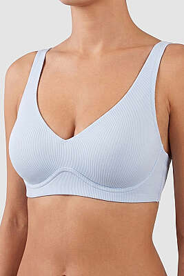 Lazer Kesim Dikişsiz Dokulu Sütyen Mavi - NBB