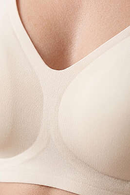 Lazer Kesim Dikişsiz Toparlayıcı Sütyen Ekru - Toparlayıcı Sütyen / Minimizer Sütyen