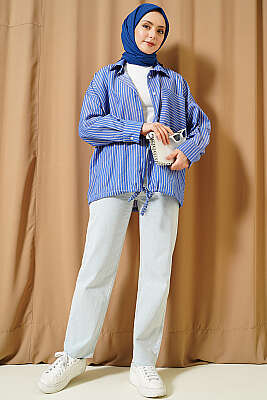 Lazer Paça Mom Fit Kot Pantolon Buz Mavisi - Pantolon