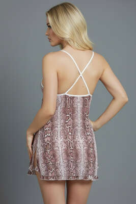 Leopar Çapraz Askılı Gecelik Desen - Fantezi İç Giyim