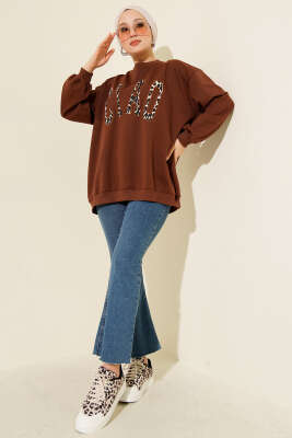 Leopar Ciao Baskılı Tunik Kahve - Tunik