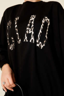 Leopar Ciao Baskılı Tunik Siyah - Tunik