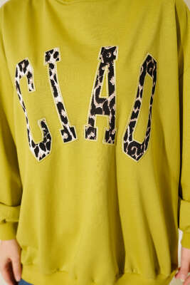 Leopar Ciao Baskılı Tunik Yağ Yeşili - Tunik