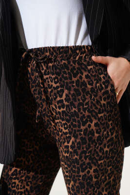 Leopar Desen Beli Lastikli Pantolon Leopar - Pantolon