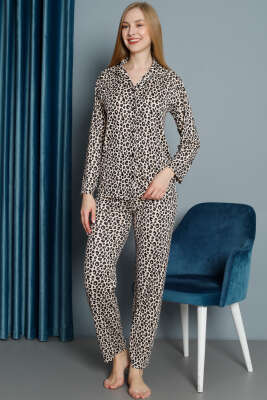 Leopar Desen Gömlek Yaka Pijama Takımı Leopar - Pijama