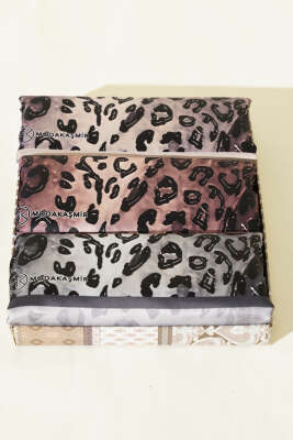 Leopar Desen İpek Twill 3'lü Şal Seti Asorti 1 - BERAT TEKSTİL