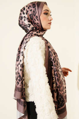 Leopar Desen İpekTwill Şal Soft Kahve - Başörtüsü