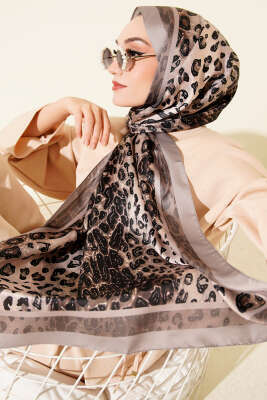 Leopar Desen İpekTwill Şal Taş - MODA KAŞMİR