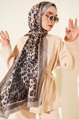 Leopar Desen İpekTwill Şal Taş - Başörtüsü