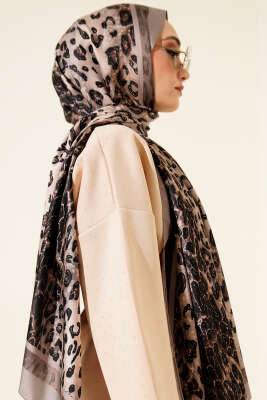Leopar Desen İpekTwill Şal Taş - Başörtüsü