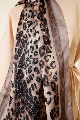 Leopar Desen İpekTwill Şal Taş - Başörtüsü