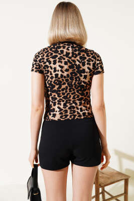 Leopar Desen Kaşkorse Bluz Leopar - Kadın Giyim Modelleri