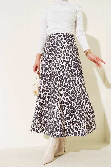 Leopar Desen Scuba Etek Taş - Etek