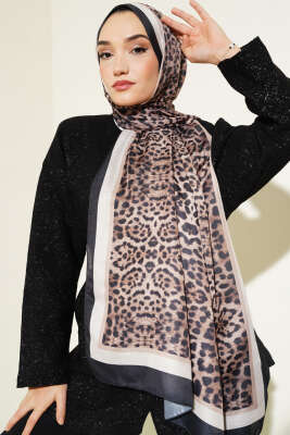 Leopar Desen Soft Şal Siyah 