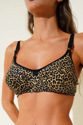 Leopar Desen Süngerli Desteksiz Sütyen Leopar - Yılın Fırsatı