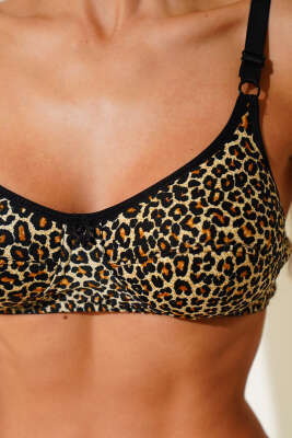 Leopar Desen Süngerli Desteksiz Sütyen Leopar - Yılın Fırsatı