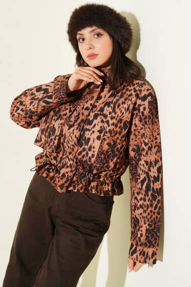 Leopar Desen Tünelli Kısa Ceket Leopar - Ceket