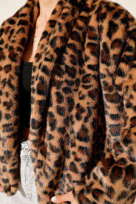 Leopar Desenli Kürk Mont Leopar - Kadın Giyim Modelleri