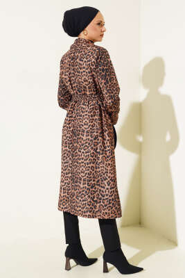Leopar Desenli Kuşaklı Trençkot Camel - 700-1000 TL Ürünler