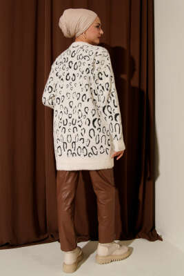 Leopar Desenli Sakallı Tunik Ekru - Tunik