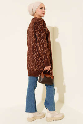 Leopar Desenli Sakallı Tunik Kahve Latte - Tunik