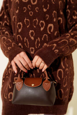 Leopar Desenli Sakallı Tunik Kahve Latte - Tunik