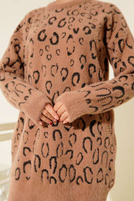 Leopar Desenli Sakallı Tunik Latte - 500-700 TL Ürünler