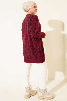 Leopar Desenli Sakallı Tunik Magenta - Tunik