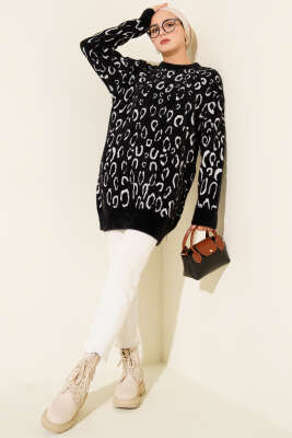 Leopar Desenli Sakallı Tunik Siyah Beyaz - 500-700 TL Ürünler