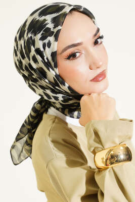 Leopar Desenli Soft Eşarp Çağla Yeşili - Başörtüsü