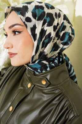 Leopar Desenli Soft Eşarp Petrol Mavisi - Başörtüsü