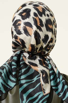 Leopar Desenli Soft Eşarp Petrol Yeşili - Başörtüsü