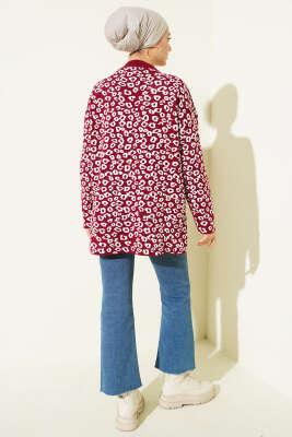 Leopar Desenli Triko Tunik Bordo - Yılın Fırsatı