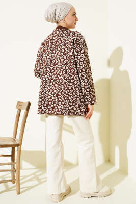 Leopar Desenli Triko Tunik Kahve - Tunik