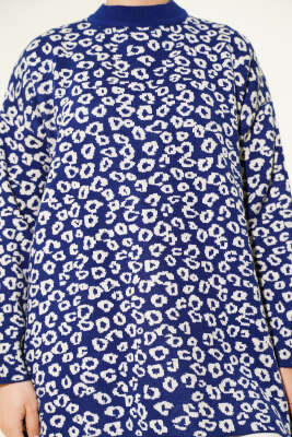 Leopar Desenli Triko Tunik Lacivert - Tunik