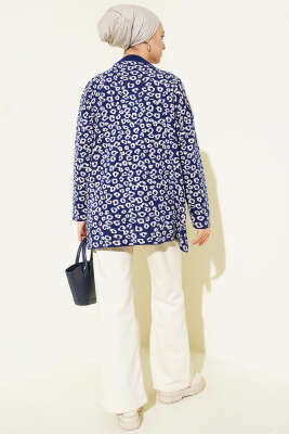 Leopar Desenli Triko Tunik Lacivert - Yılın Fırsatı