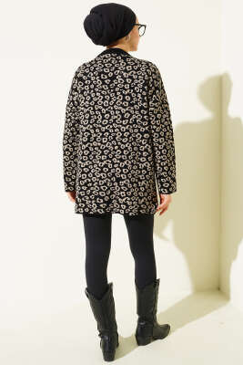 Leopar Desenli Triko Tunik Siyah - Tunik