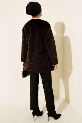 Leopar Desenli Yan Bağlamalı Goldfox Ceket Acı Kahve - Ceket